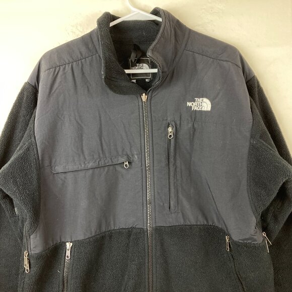 The North Face Polartec Men Sz L Black Denali Fleece Jacket Full Zip White Logo - Picture 3 of 9